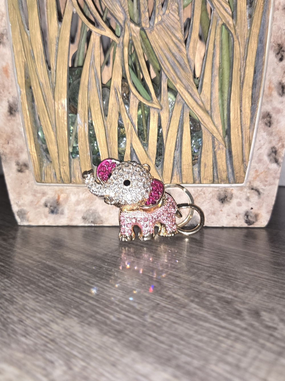 Sparkling Pink Elephant Keychain